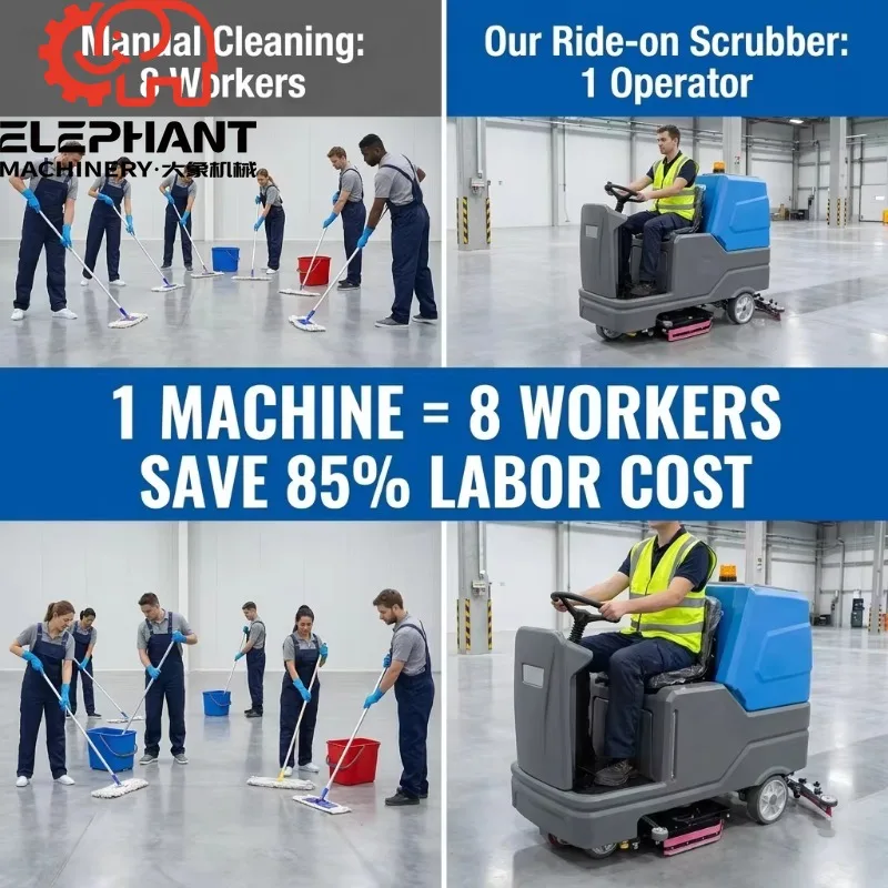 Customized Industrial Ride-on Floor Scrubber Sweeper Floor scrubber 200Ah Battery Powered Width Efficiency For Large Commercial