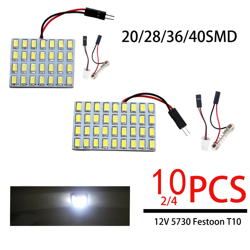 

LED Panel 5730 smd White LED Lighting Panel Emergency Night Light 20 28 36 40LED With Festoon Adapters T10 Adapters