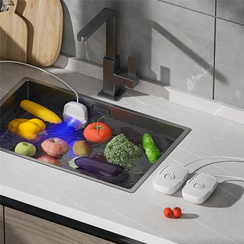 2PCS Vegetable Desinfectante Portable Ultrasonic Fruit Food Purifier Household Kitchen Food Cleaner Machine White-A70Z