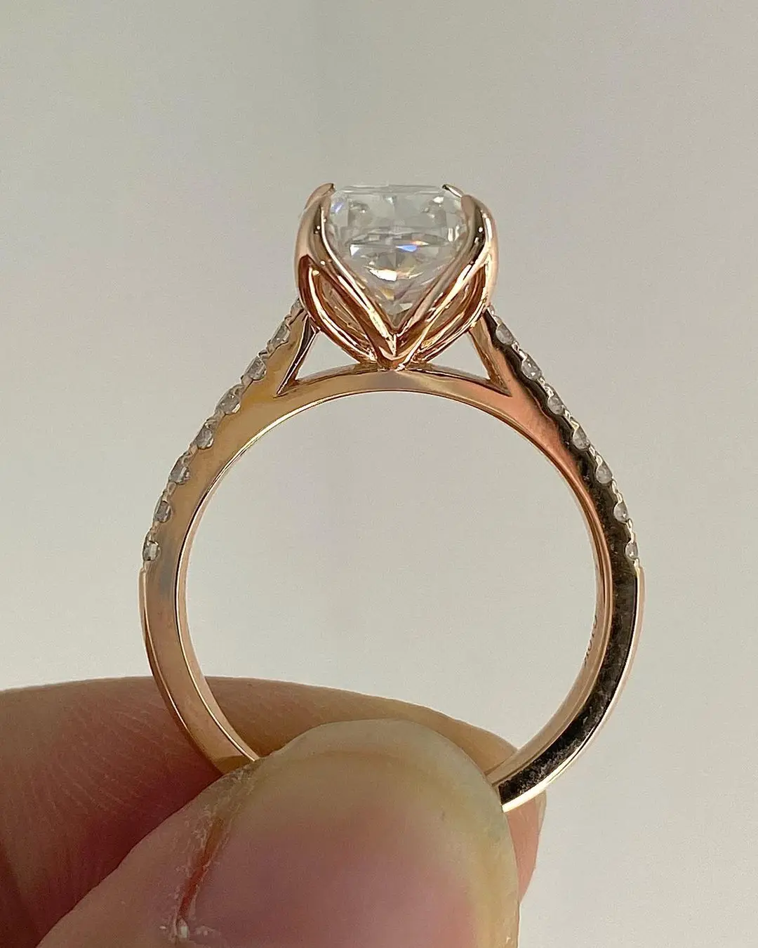 VOVGEMINI 2 carati anello Moissanite 6x8mm taglio cuscino puro reale 18 carati rosa giallo oro bianco 585 gioielli di alta qualità per il matrimonio