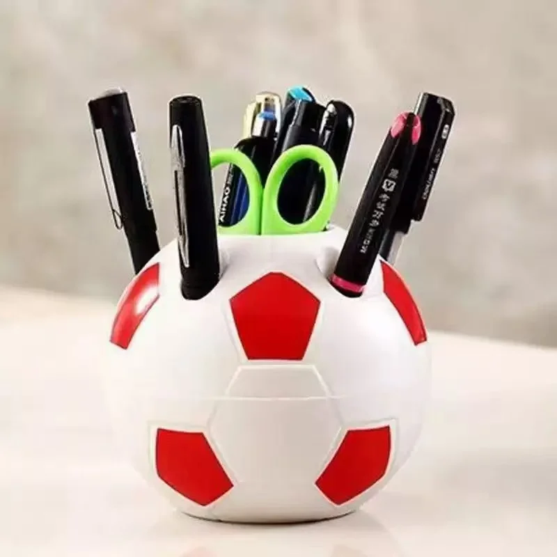 Student Pen Holder Creative Round Football Shaped Multifunctional Plastic Storage Box Football Shape Desktop Decoration