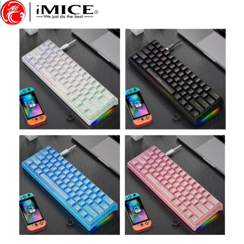 IMICE 60% Wired Hot-Swappable Mechanical Gaming Keyboard RGB Ergonomic PC Keyboard For Laptop Tablet Computer Office/Gaming