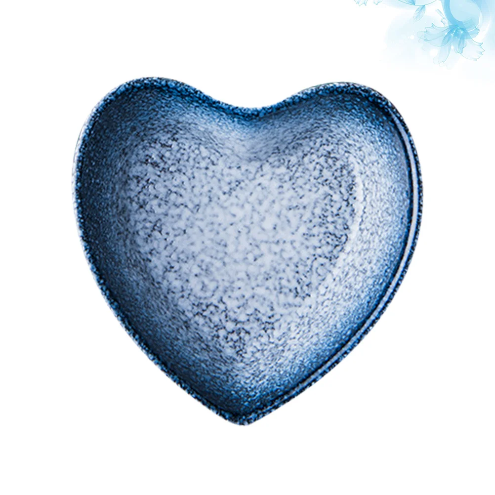 

Heart Shape Ceramic Bowl 6Inch Blue Creative Love Fruit Salad Storage Bowl for Home Store Broken-Resistant Comfortable Touch