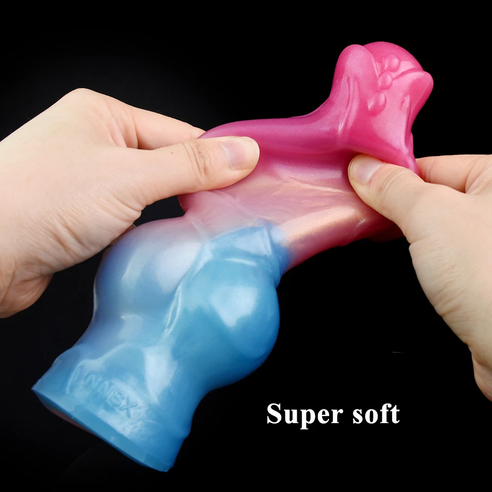 NNSX Super Soft Silicone Dog Dildo Penis Sleeve Big Knot Cock Sheath Enlargement Dick Extend Hollow Sex Toy for Men