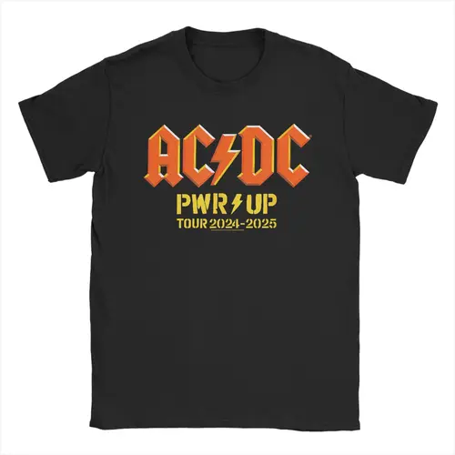 Imagen 1 del producto Camiseta AC PWR UP World Tour para hombre, camisetas de algodón puro de banda de música DC Rock, camisetas de Hip Hop con cuello redondo, venta al por mayor, ropa de talla grande