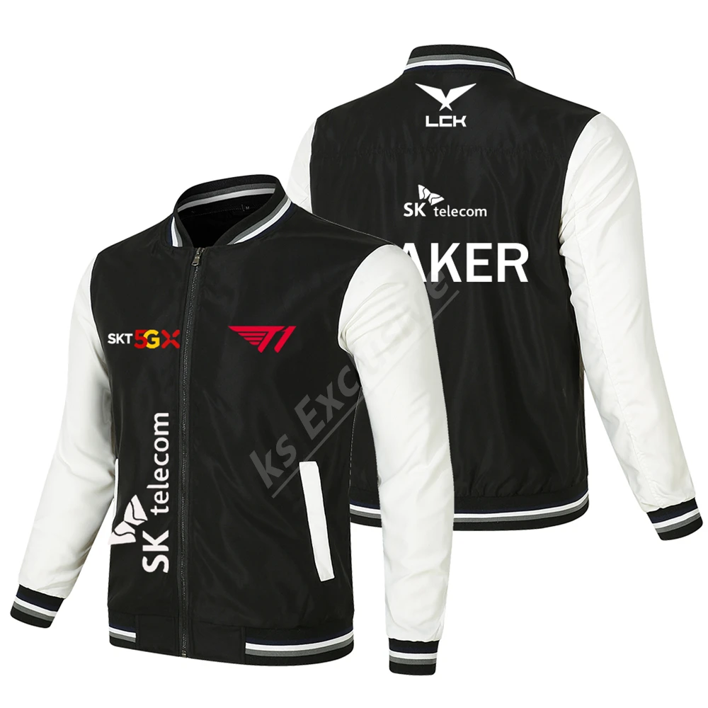 2023 LOL s13 Global Finals LCK SKT T1 Fan Baseball Jacket FAKER Support Jacket Unisex Large Men\'s and Women\'s Baseball Jacket