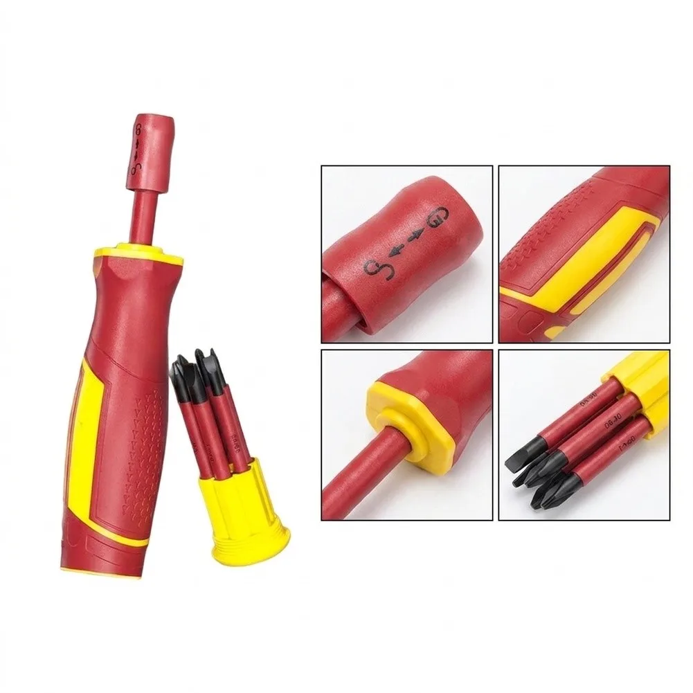 1000V Electrical Insulated Screwdriver Set Magnetic Tips Slotted Ph Bits Multifunctional Electrical Insulated Screwdriver Tools 3