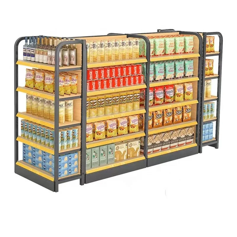 Imagem -05 - Gôndola Shop Shelve For Convenience Store Heavy Duty Wood Iron Shelves Cheap Retail Store Custom