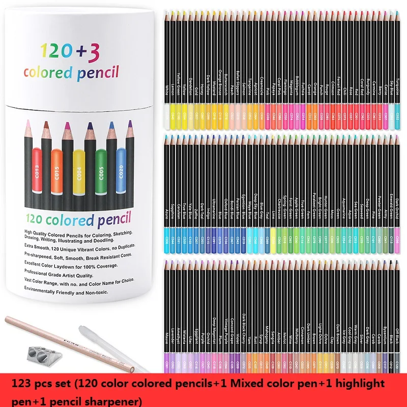 

KALOUR Colores Pencil 123/75/50PC Set Lapices Colored Oily Drawing Art Supplies With Sharpener Student Painting Professional Pen