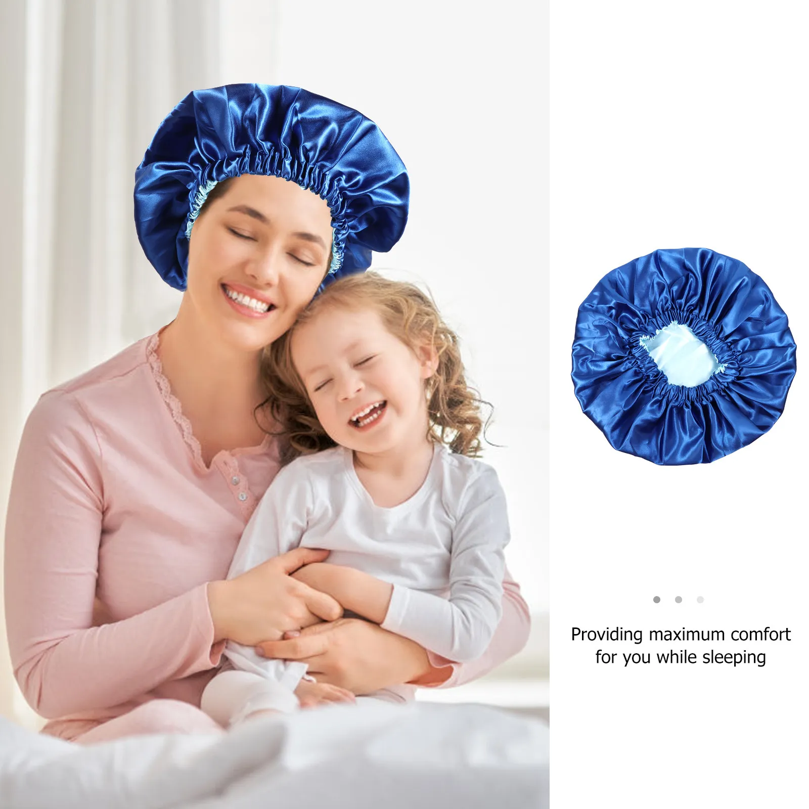 Large Double Layer Satin Sleep Cap Elastic Band Women Night Hair Care Cap Breathable Soft Lightweight Hair Wrap