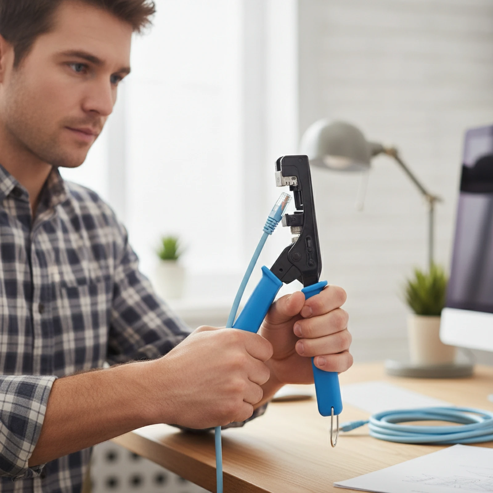 Network Cable Crimping Tool Professional Cable Termination Tool Crimper Compact Handheld for Installers, Module Installation