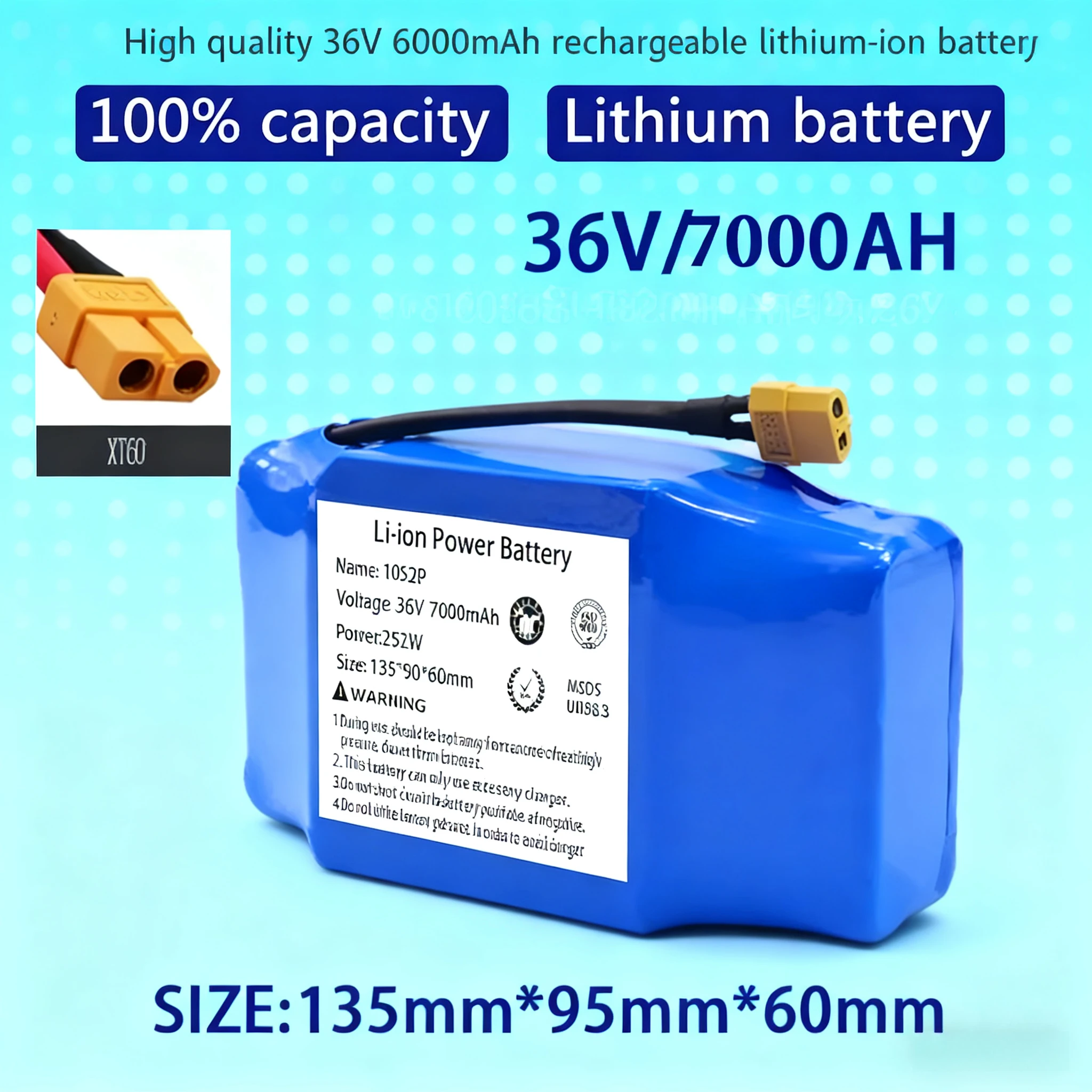 

36V 7.0Ah 10s2p Battery Packs Rechargeable Lithium Ion Battery For Adapted To Hover Board And Electric Unicycle
