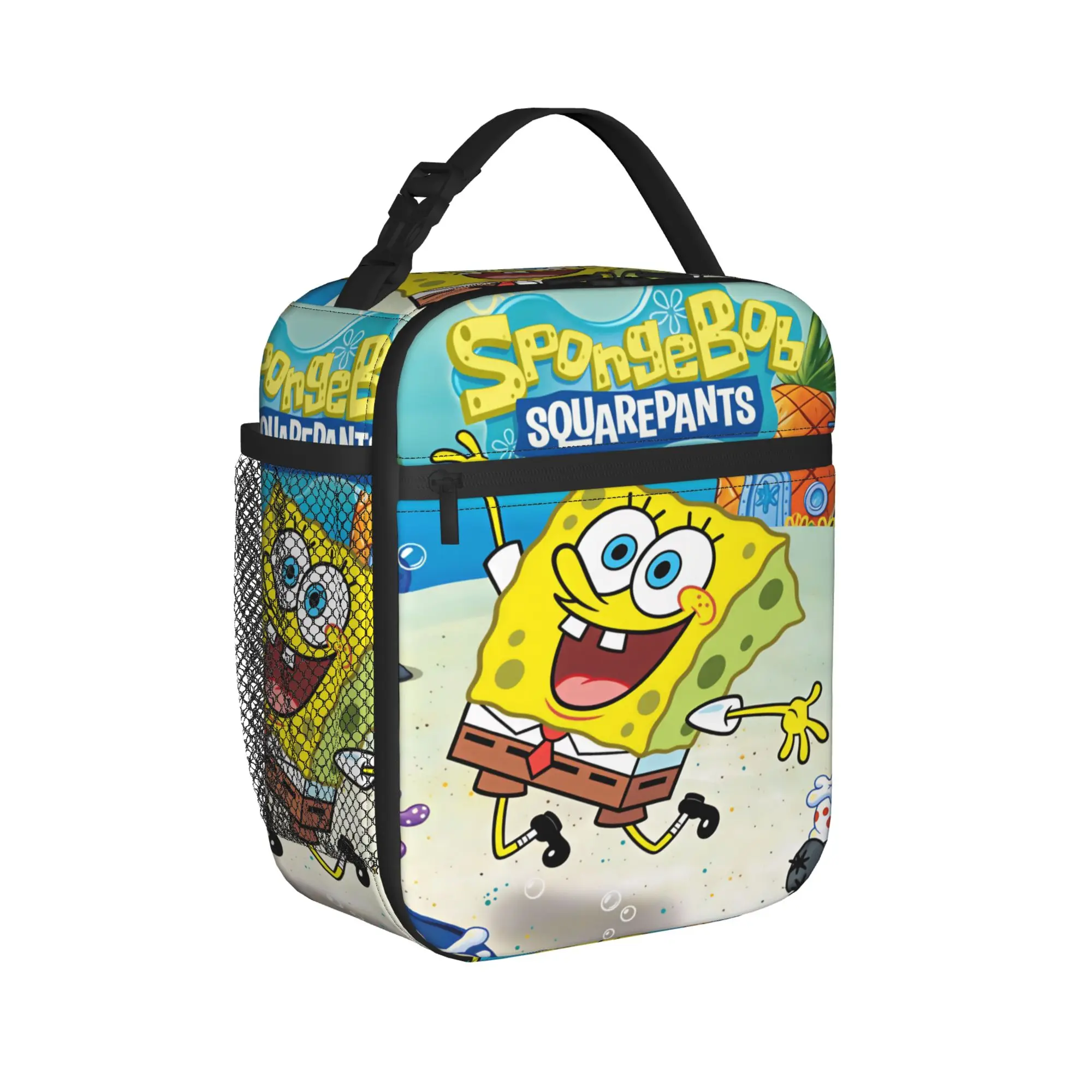 Anime  Spongebobs Lunch Bag For Unisex  Custom Lunch Box Funny Picnic Cooler Bag Portable Insulated Oxford Tote Food Bags