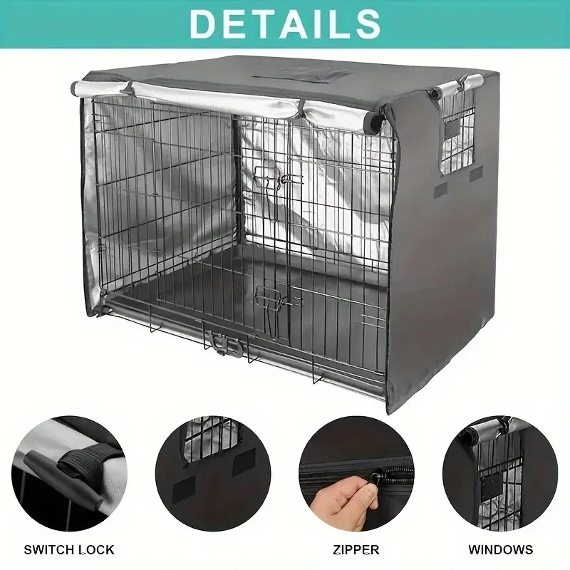 Explore Land Dog Crate Cover Heavy Duty Polyester Pet  Sunshade Universal Fit for 36 inches Wire Cage (Black)
