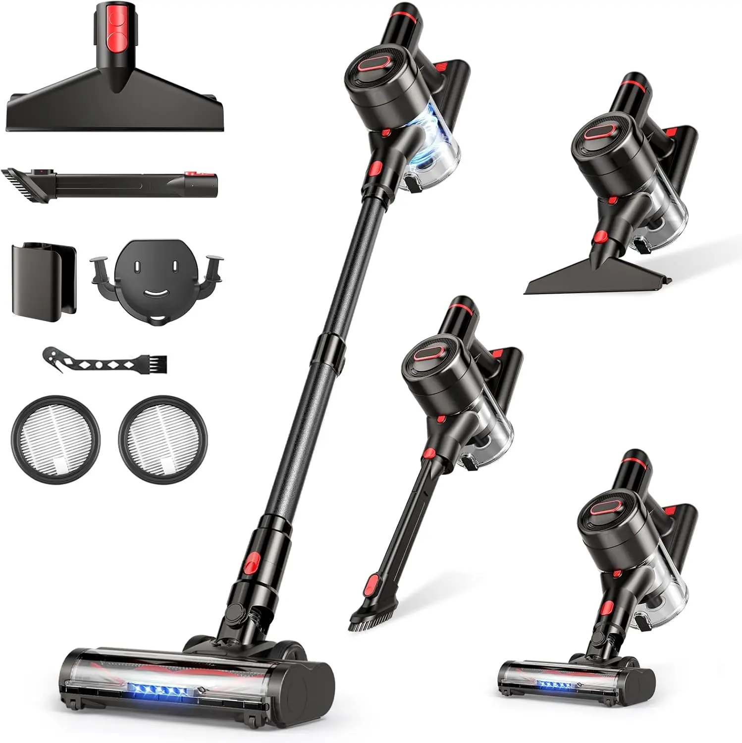 

Powerful Cordless Vacuum Cleaner, 450W/40Kpa Suction, 50Min Runtime, Anti-Tangle & 1L Dust Cup for Home Floors and Pet Hair