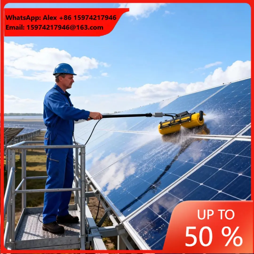 Solar Panel Cleaning Machine WSE-G04 - 60cm Rolling Brush, IP68 Waterproof & 3.5-7.5m Remote Control Telescopic Rod