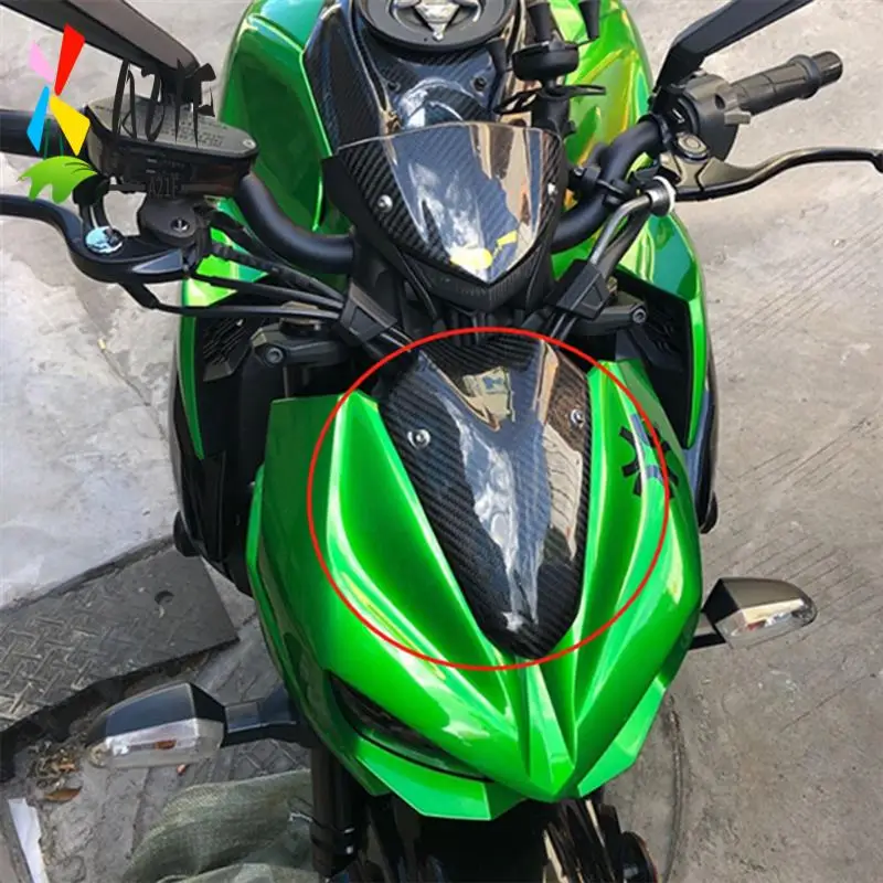 

A21F-Motorcycle Headlight Wind Deflector Carbon Fiber For Kawasaki Z100 2014-2021 Decorative Small Panel Moto Parts