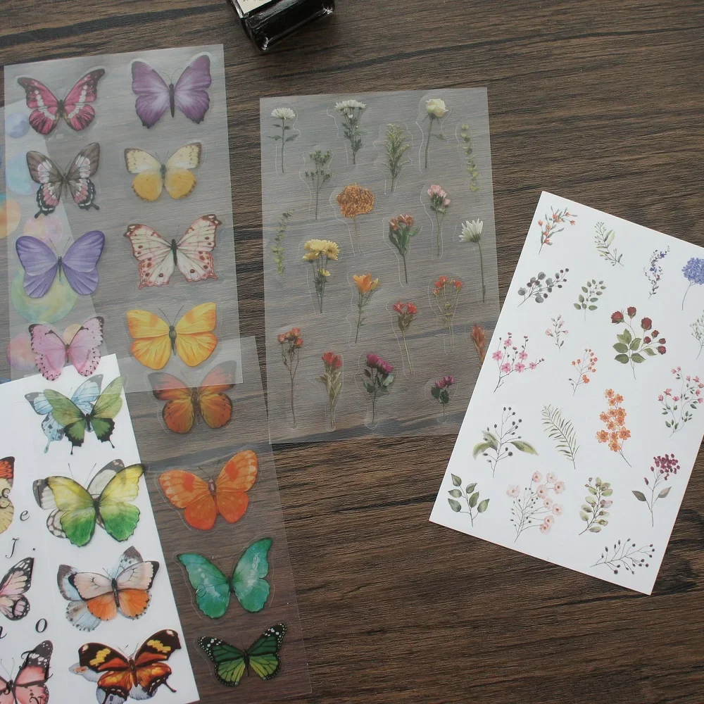 16 Sheet 2 Material Sticker Butterfly Planet Plant DIY Paper As Creative Craft Paper Background Scrapbooking Gift Tag DIY Use