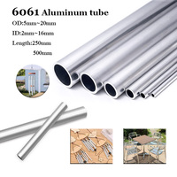 1pcs 6061 Aluminum Tube Pipe Hollow Alloy Aluminum Pipe Shaft Sleeve Pole OD8~20mm ID 2~16mm Straight Round Aluminum Alloy Tube