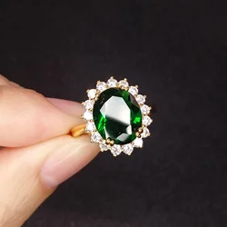 Hurrem Sultan Ring with Emerald Turkish Handmade Jewelry Small Drop Shape Pear Cut Emerald and Round Cut Topaz Ring