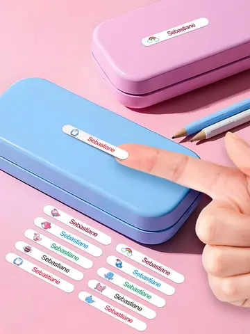 Anpassade vattentäta namnklistermärken för vattenflaskor och barnbrevpapper - färgglada personliga etiketter, hållbar vinyl, miljövänliga 10 best sales m-klistermärken - №3