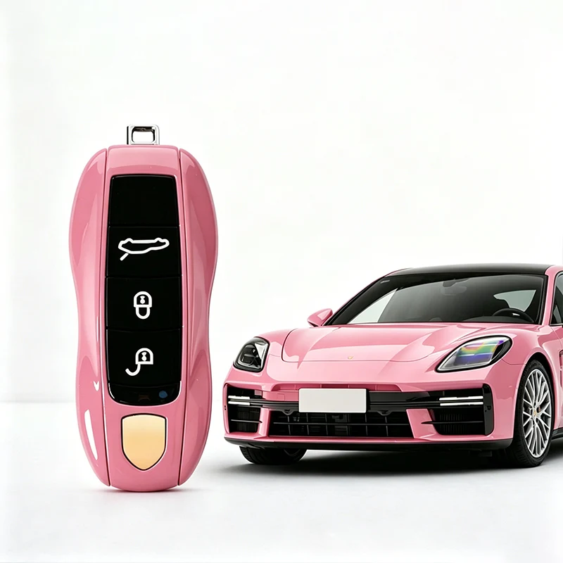 Autosleutel hoesje Bordeauxrood vervangende schaal voor Porsche Cayenne Macan Panamera 911 718 Boxster Cayman Taycan 2010-2024