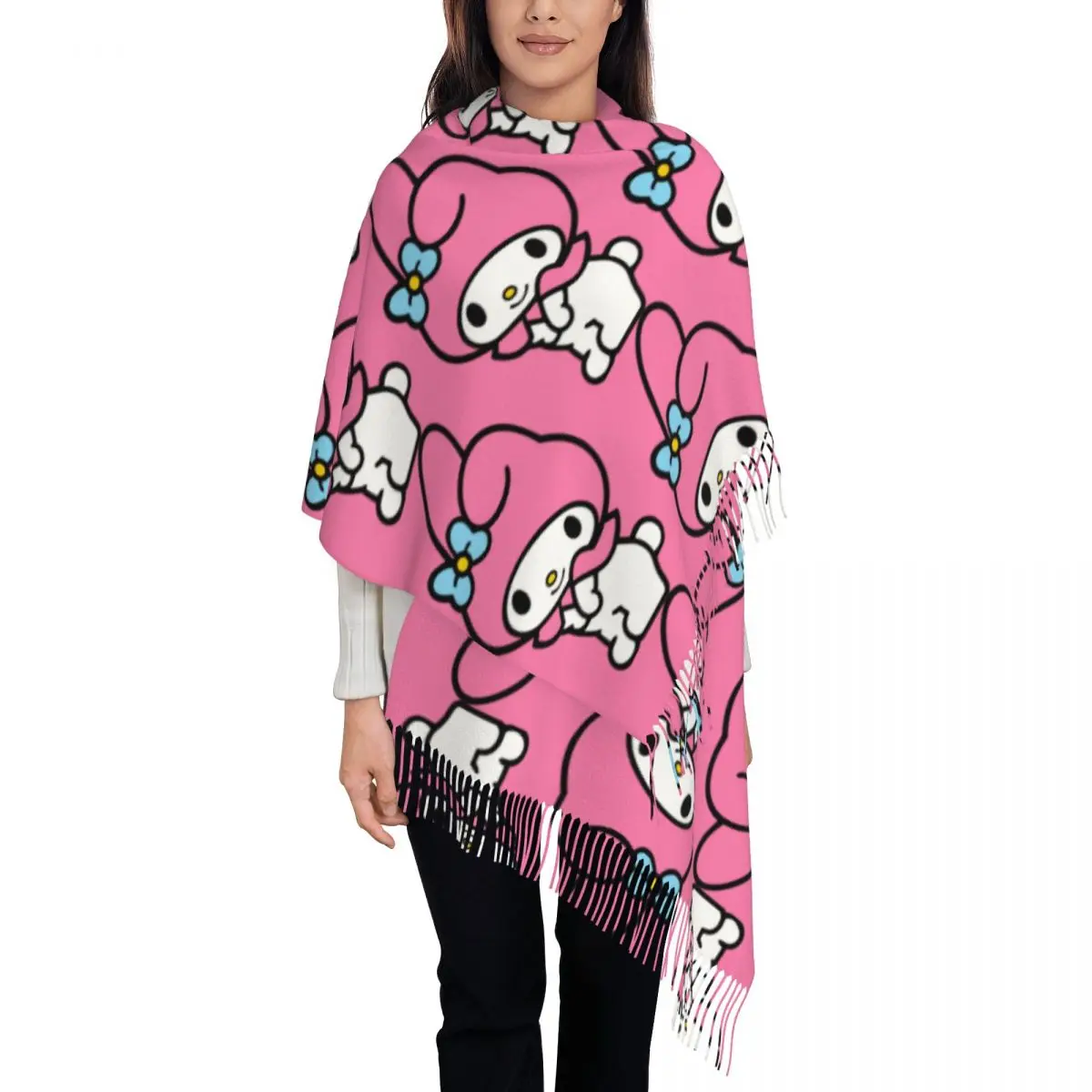 

Изготовленный на заказ шарф с кисточками Melody из мультфильма, женские мягкие шали, женские зимне-осенние шарфы