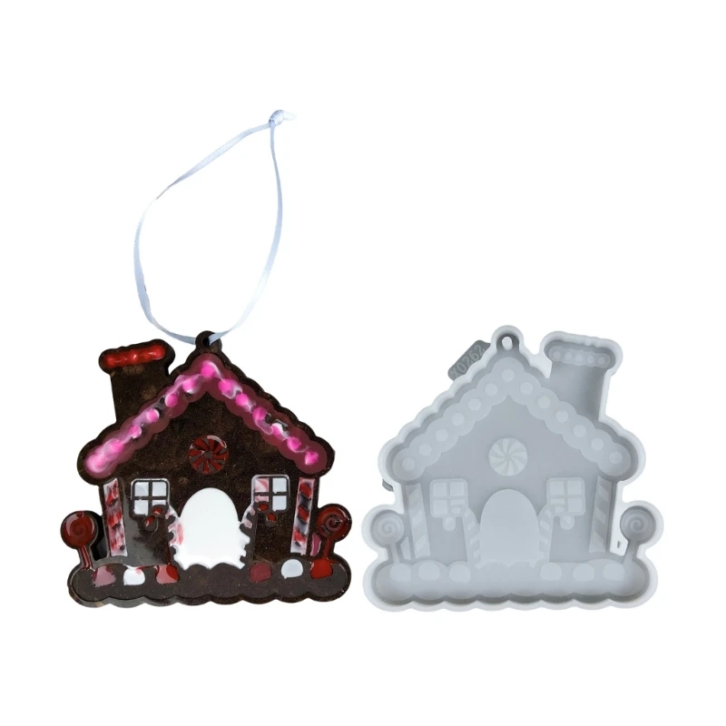

Multifuntional Silicone Hanging Ornament Moulds Gingerbreads House for Crafting Cement and Plaster Hanging Ornament