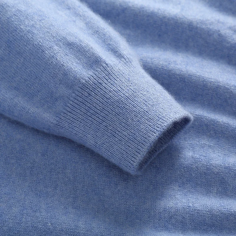 Męski sweter z czystego kaszmiru z kołnierzykiem POLO Jesienno-zimowy sweter z klapami Biznesowa bluzka luksusowa Luźna ciepła koszula