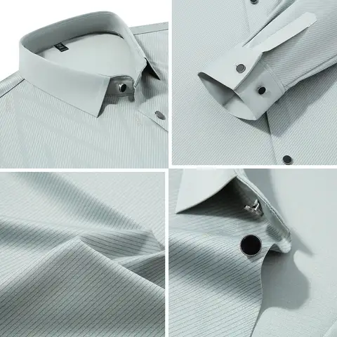 BROWON 2025 Vår Höst Formell Skjorta Herr Långärmad Fyrkantig Krage Mulberry Siden Mjuk Slim Fit Kontorsskjorta För Herr Överdimensionerad 8 best sales herrskjorta med genomskinlig passform - №7