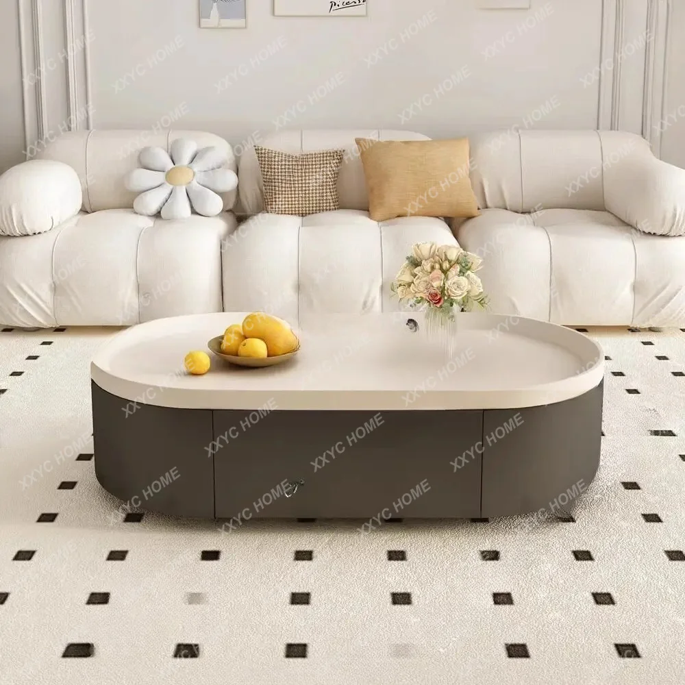

LLiving room, small family apartment, minimalist modern light luxury coffee table, cream style coffee table