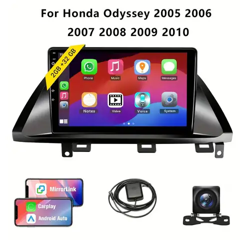 New 10.1 Inch Wireless Car Radio For Honda Odyssey 2005 2006 2007 2008 2009 2010 Support Carplay & Android Auto, 2G+32G Touch Sc