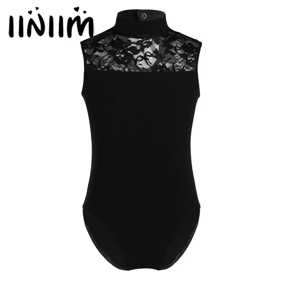 

Girls Gymnastics Leotard Dance Tight Fitting Jumpsuit Basic Gym Body Tops Sleeveless Turtle Neck Lace Back Ballet Dance Wear