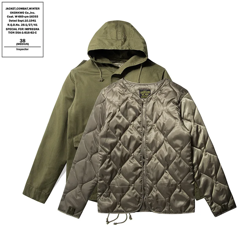 

OKONKWO M51 mid-length fishtail windbreaker with liner, suitable for outdoor activities such as hiking, camping, and skiing.