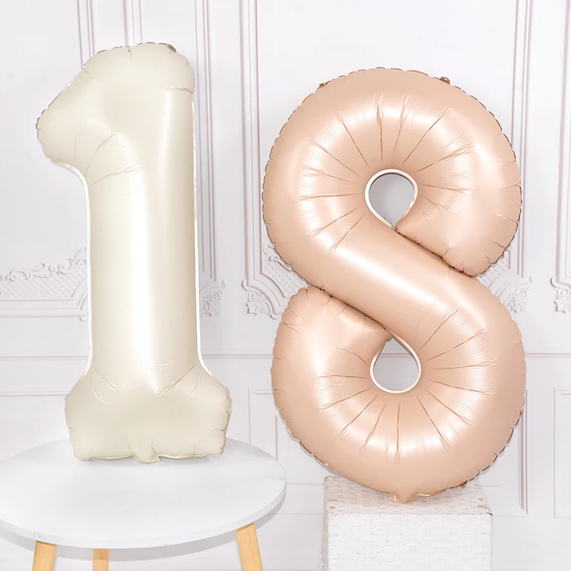 

32/40Inch Cream Color Number Balloons 0-9 Large Digital Foil Girl Kids Adult Happy Birthday Wedding Party Decoration Supplies