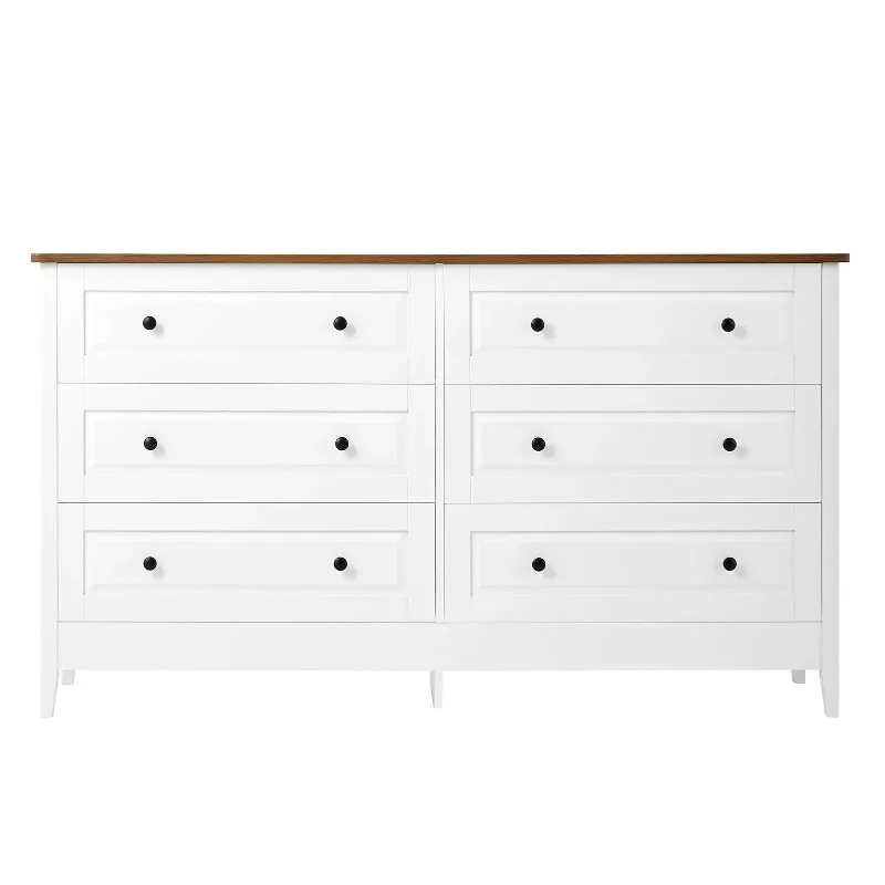 Chest Organizer Unit Chest of Drawers 6 Drawer Organizer Storage Chest Cabinet for Bedroom Living Room Hallway Entryway White