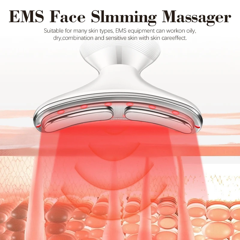 EMS Neck Photon Beauty Lifting Machine Facial Treatment Massager Tightening Double Chin Anti Wrinkle Neck Lifting Beauty Device