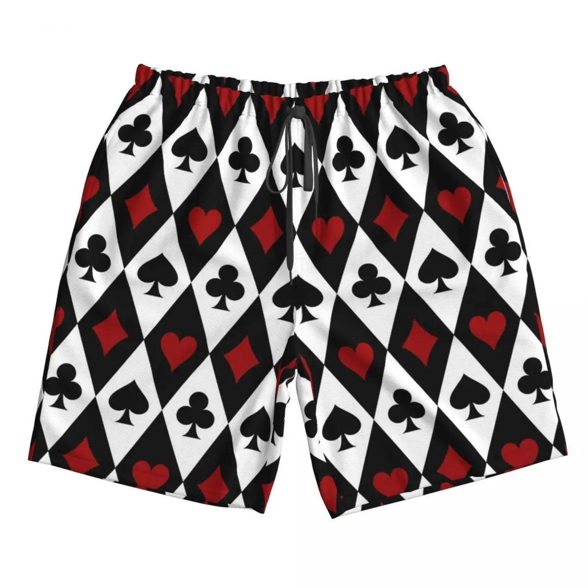 

Playing Card Pattern Print Trunks Beach Board Shorts Casual Quick Dry Swim Summer Men Pants