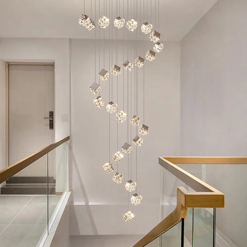 Modern home decoration crystal chandelier, stair Pendant lamp, living room Pendant lights, interior lighting