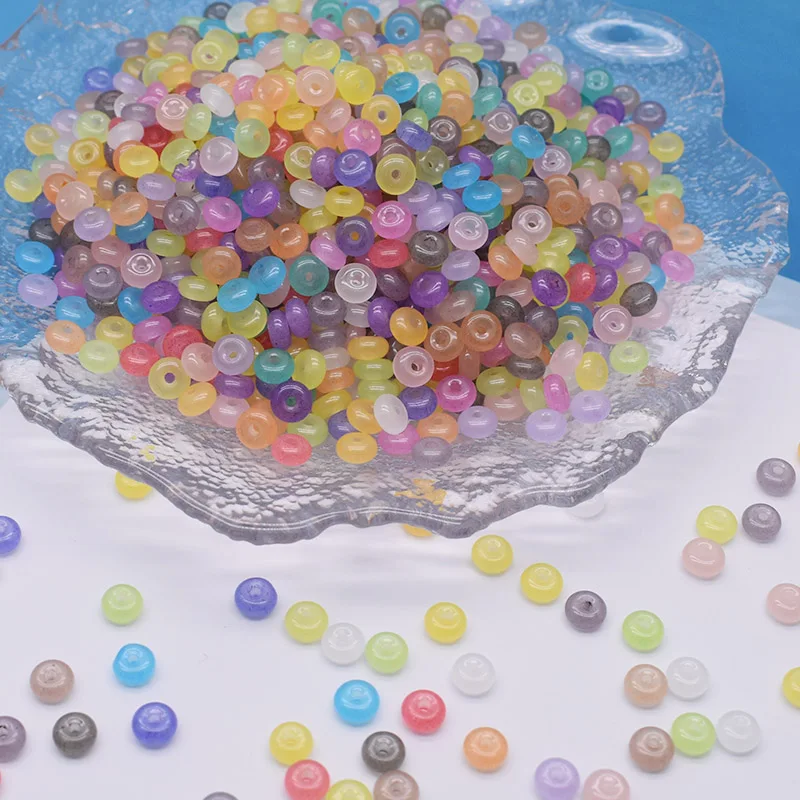 New Color 6x3mm 15g Mixed Color Glass Bead Wheel Flat Round Loose Beads for Jwelry Making DIY Accessories Handmade