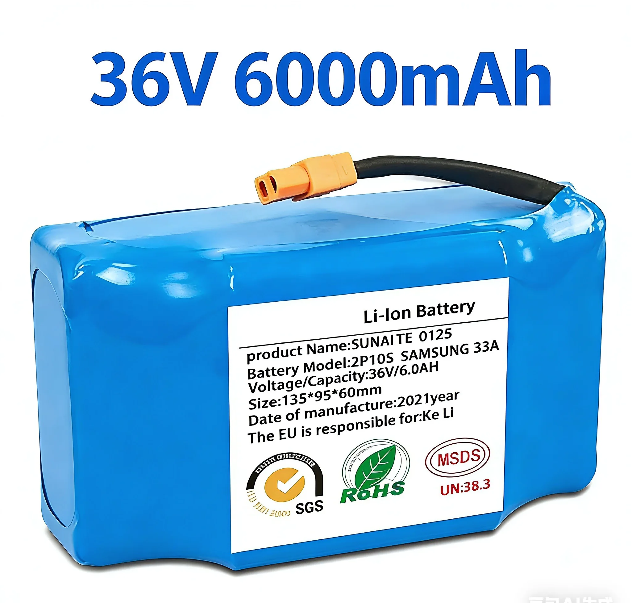 

New upgrade 36V 6000mAh 10s2p Lithium Rechargeable Battery,True for Electric Self-balancing Scooter HoverBoard Unicycle