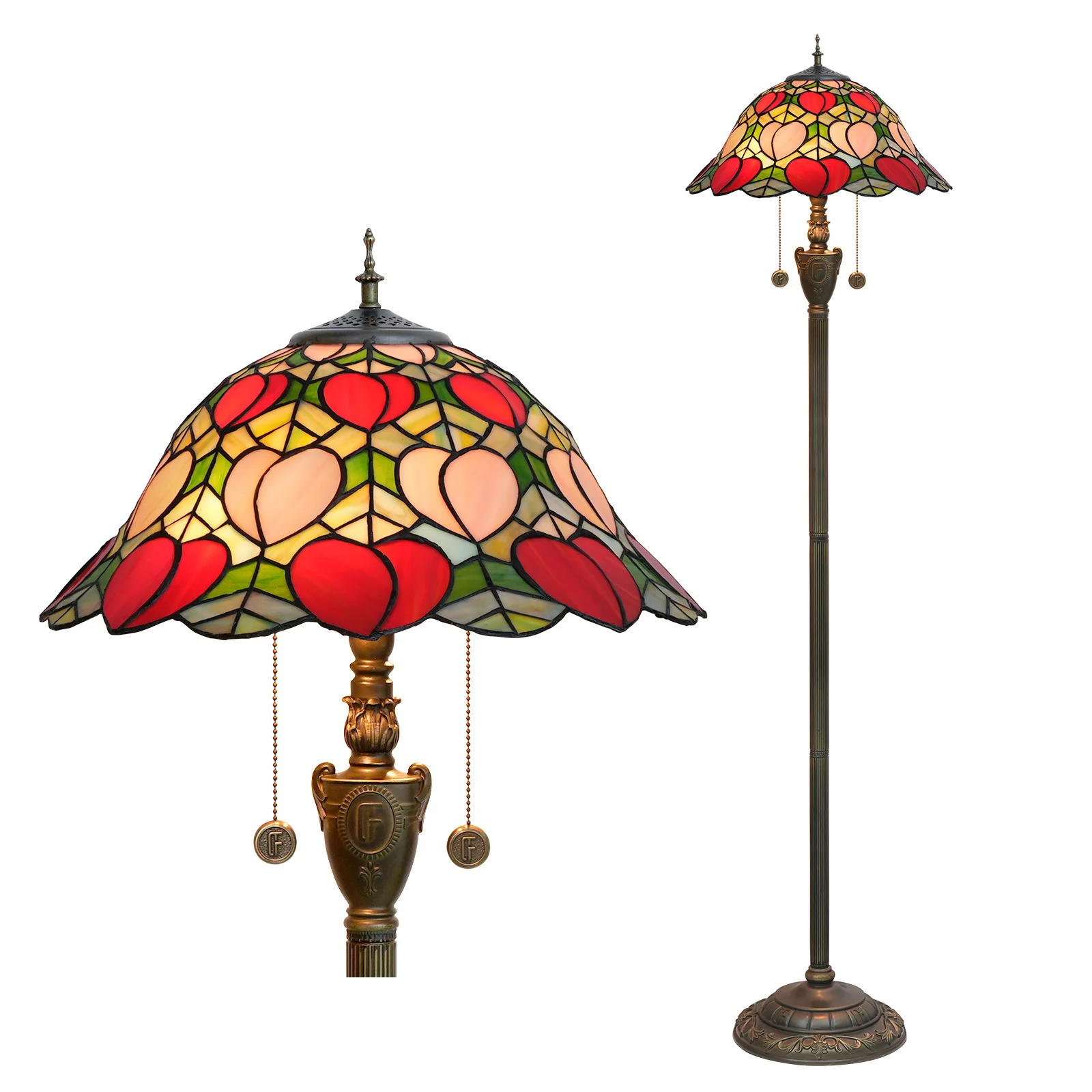 

Dia40cm Pink Peach Art Stained Glass Lampshade Living Room Dining Room Bedroom Floor Lamp Bar Soldering Light