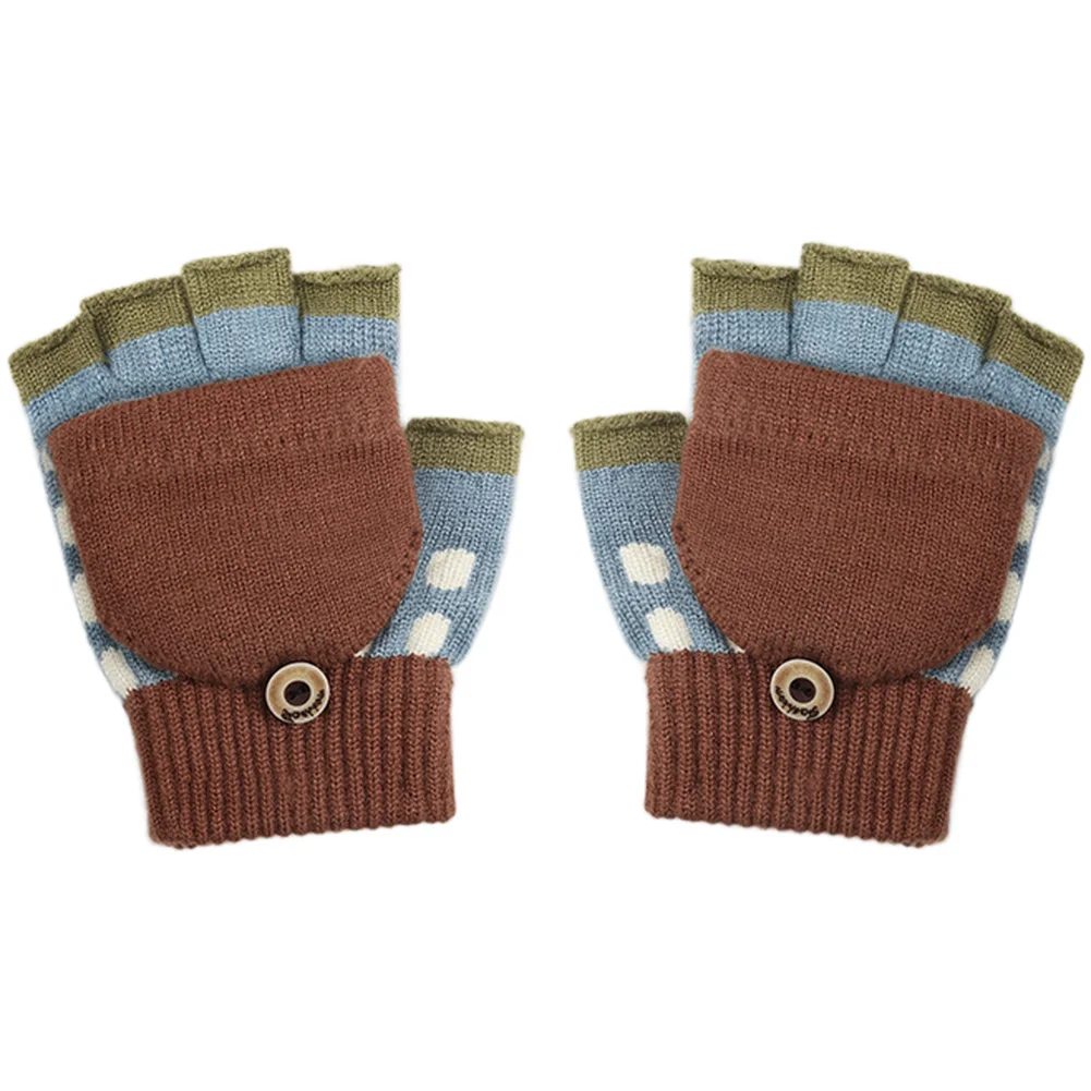 Warm Fingerless Mitts Kids Wool Gloves Soft Breathable Wool Core Anti-static Resistance Anti-pilling Durability