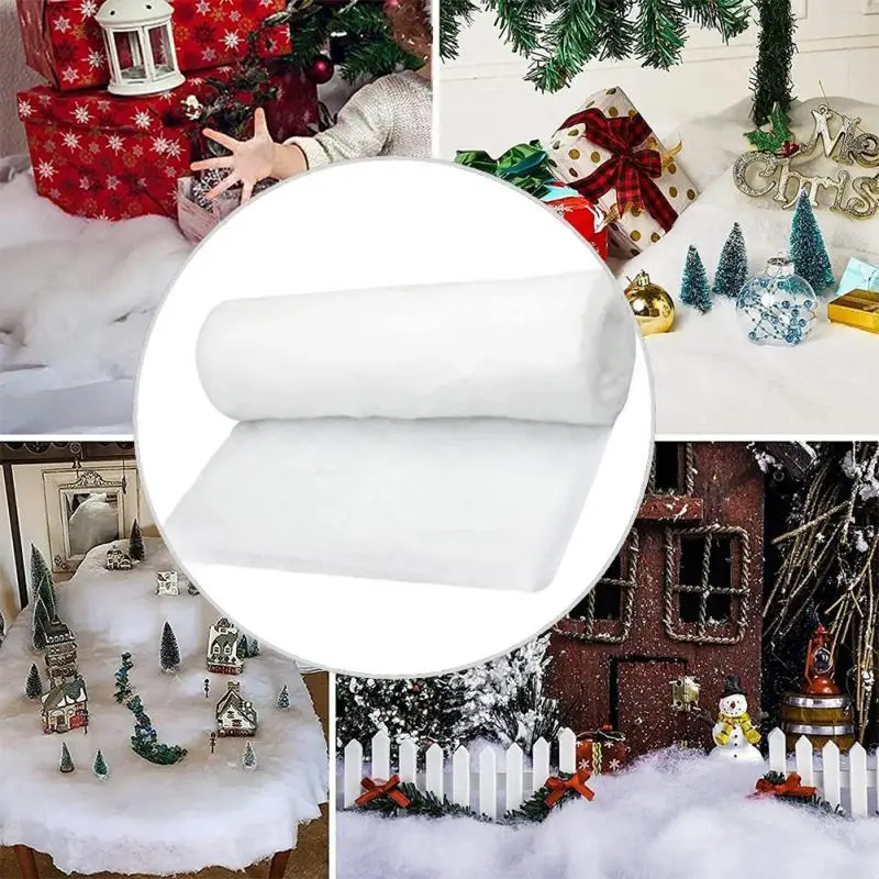 5-8mm 240cm Length Christmas Winter Artificial Snow Blankets Flame-Retardant Thickened Rolls Cotton Snow Sheet Festival DIY Deco