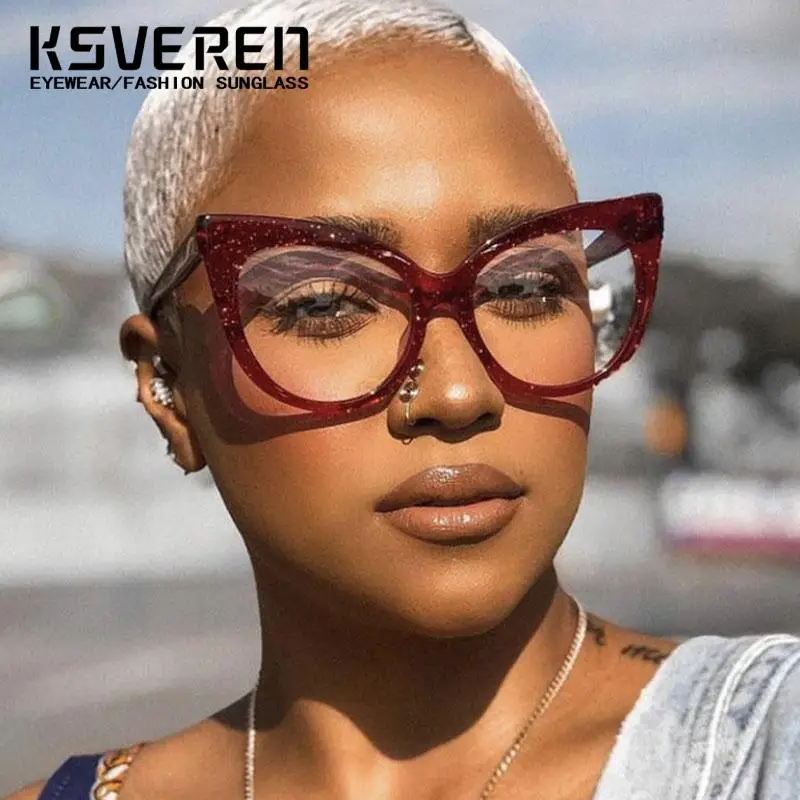 KSVEREN Cat Eye Occhiali da presbite Occhiali da lettura con lenti ottiche anti luce blu per donna Occhiali da vista personalizzabili