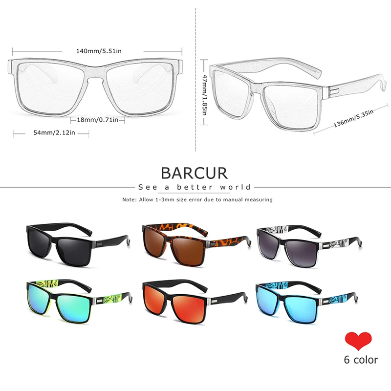 BARCUR Leichte, bequeme, modische Sonnenbrille im Campus-Stil sind vielseitig einsetzbar für den täglichen Gebrauch, UV-beständig und reduziert Glar – Detail 4