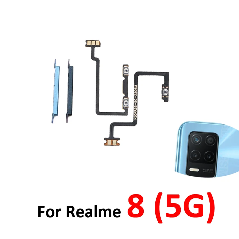 For Realme 8 5G RMX3241 Phone Volume Button Up Down External Key Internal Flex Cable Parts Black Blue For Realme 8