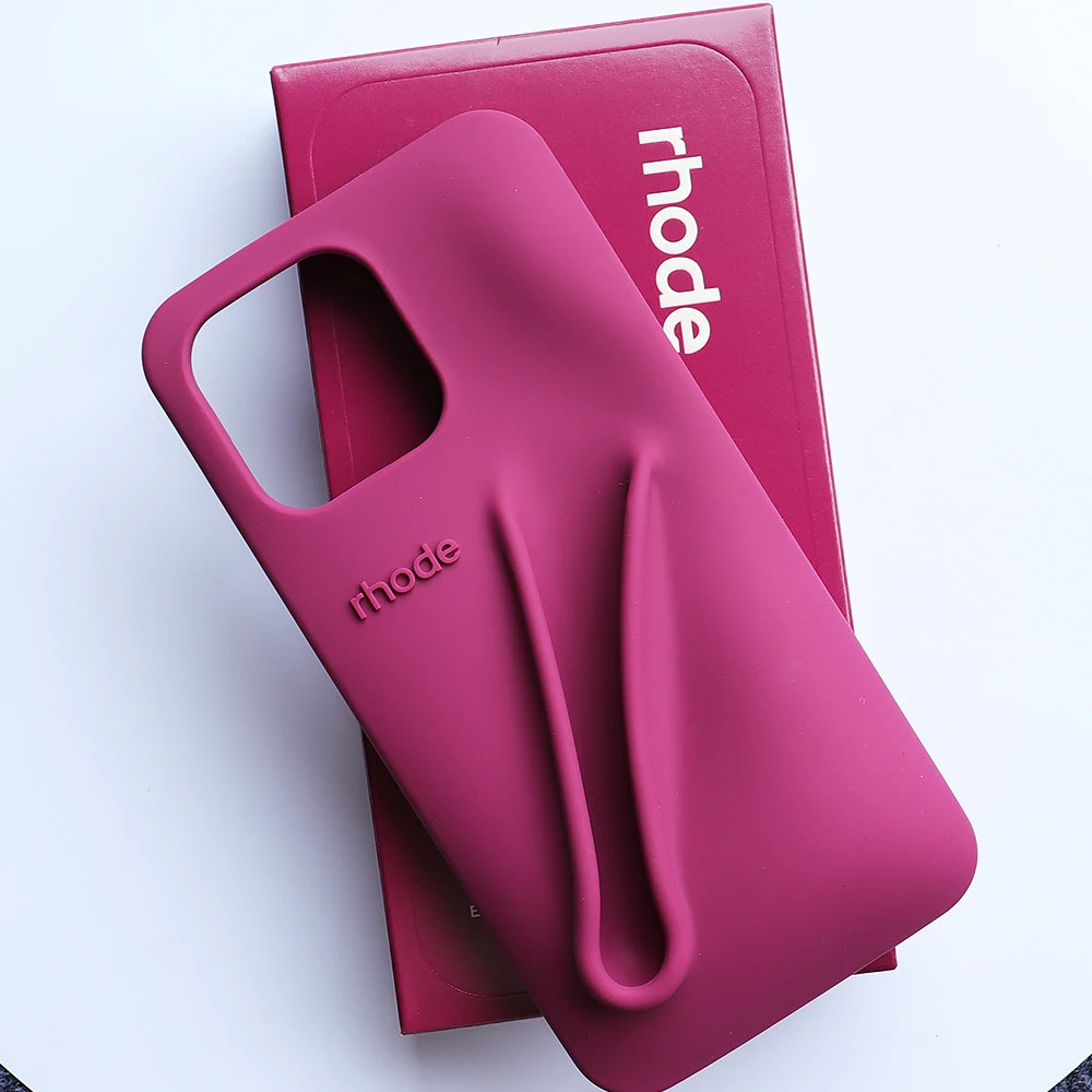 

Original Rhode Lipstick Holder with Lip Glass Phone Case for iPhone 13 16 15 Pro Max 11 12 14 Plus Lip Balm Soft Silicone Cover