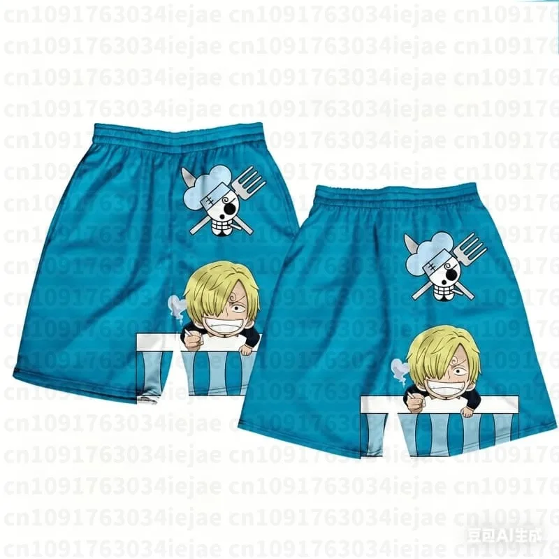 One Piece 3D Print Shorts Shanks Sanji Nami Casual Beach Board Shorts Anime Inspired Swim Trunks Streetwear Fans Summer Pants view 3