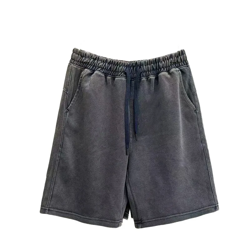2026 Mens Washed Distressed Shorts Loose Solid Color Spring Summer Casual Streetwear Simple Trendy Breathable Lightweight Shorts